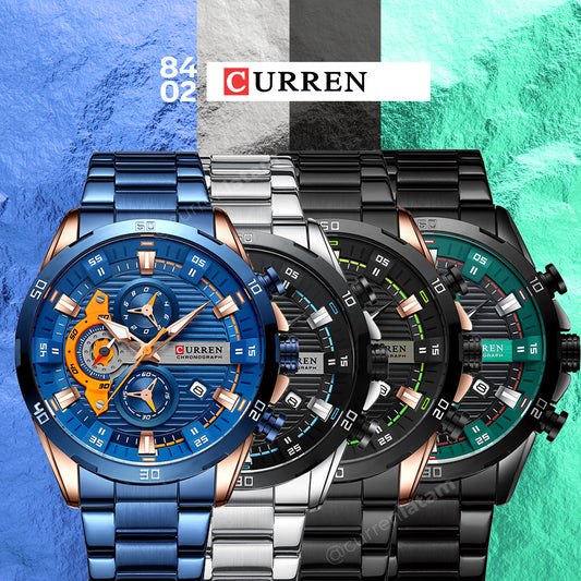 Reloj Curren 8402 ⌚ | Cronógrafo de Acero Inoxidable para Hombre | Estilo Moderno y Resistente – Envío Gratis y Pago Contra Entrega